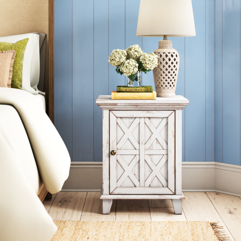 Doolittle Solid Wood Nightstand in Rustic White & Reviews